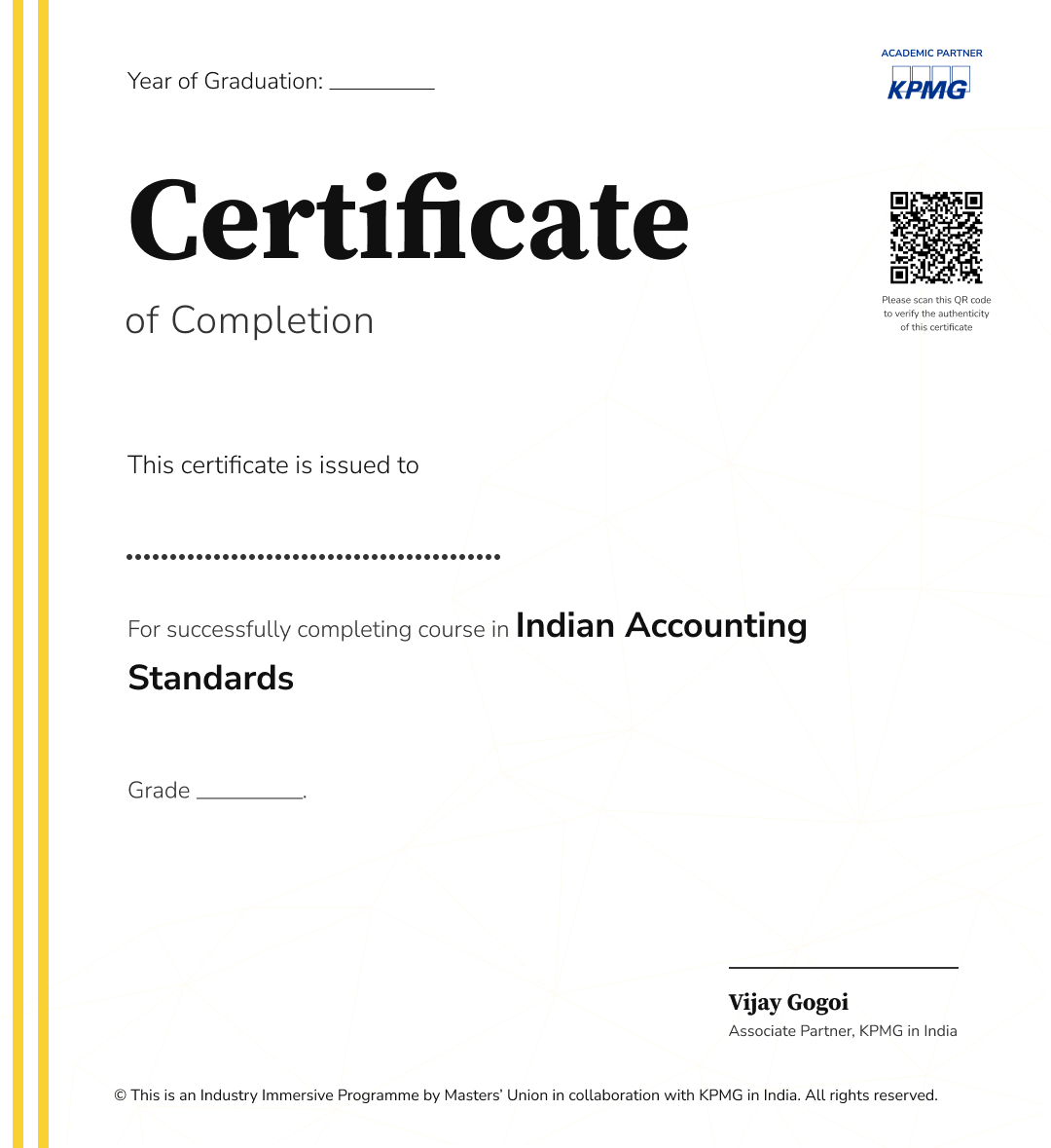 KPMG Certificate